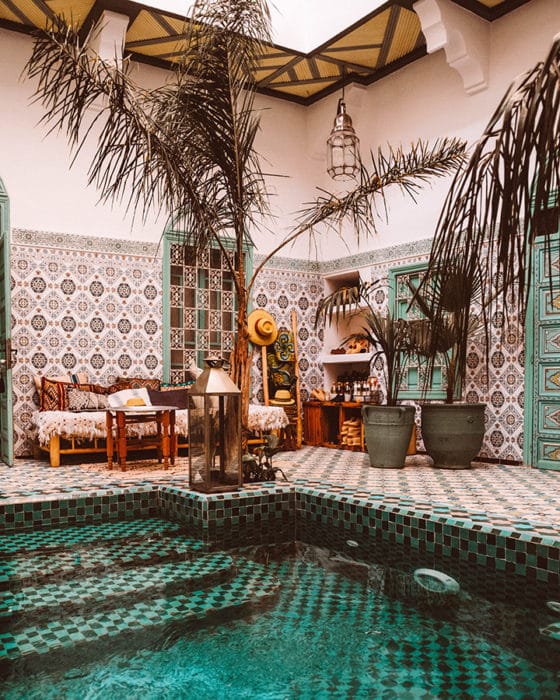 A typical design of a riad in Morocco