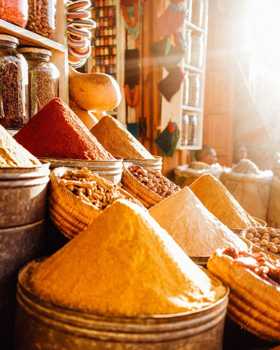 A spice market in Morocco