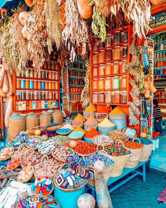 Colourful spices in the markets of Marrakech