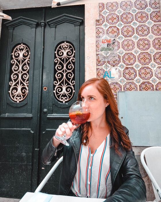 Sipping Sangria in the Bairro Alto district of Lisbon