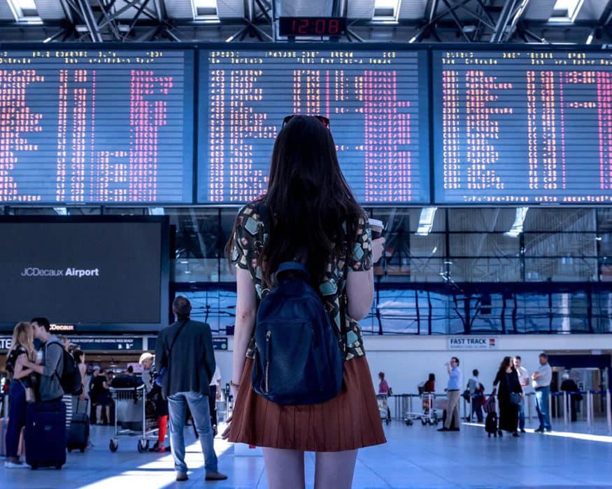 A solo traveler in an airport