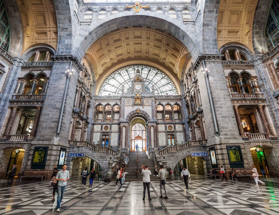 Antwerpen-Centraal - The beautiful train station of Antwerp, Belgium