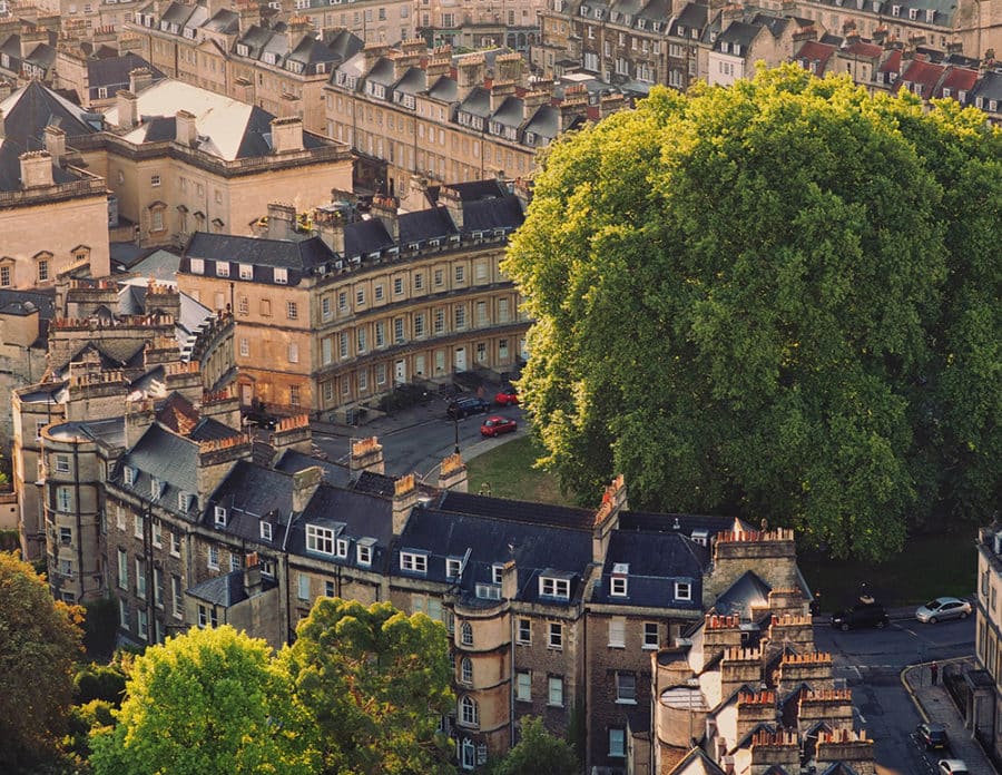 An aerial view of Bath circus