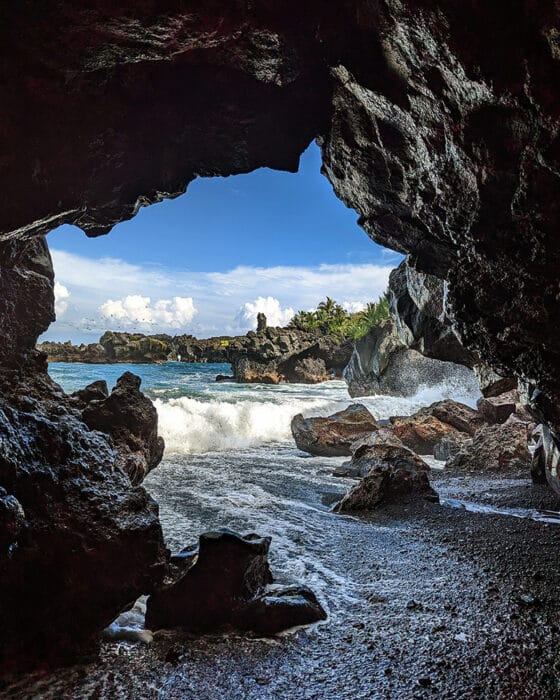 Black Sand Beach Cave