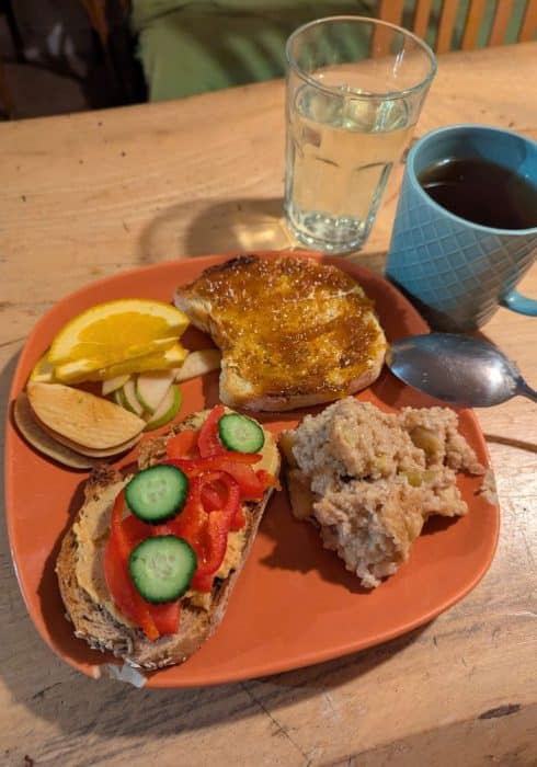 Vegan breakfast at Tirana Backpackers