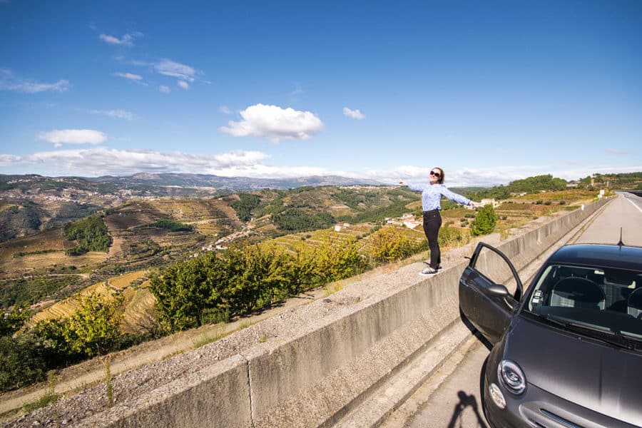 Driving through the Douro Valley on a day trip from Porto