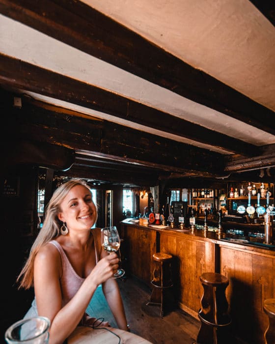 Enjoying a drink at the Parrot Pub in Canterbury, Kent