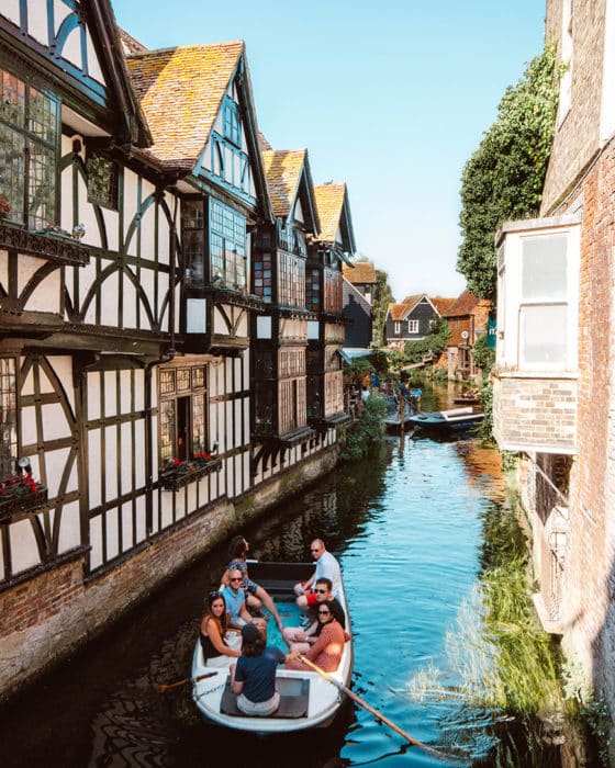 Take a historic river cruise while visiting Canterbury on a day trip
