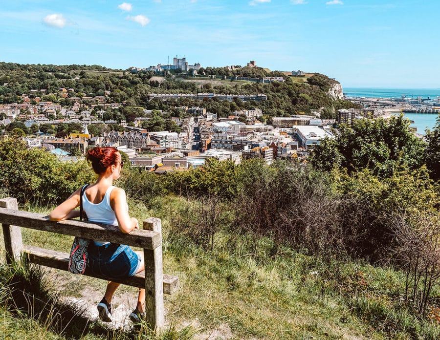 A lovely view of Dover town, the White Cliffs and Dover Castle