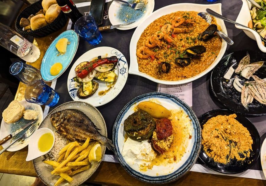 Traditional Greek dinner in Heraklion, Crete