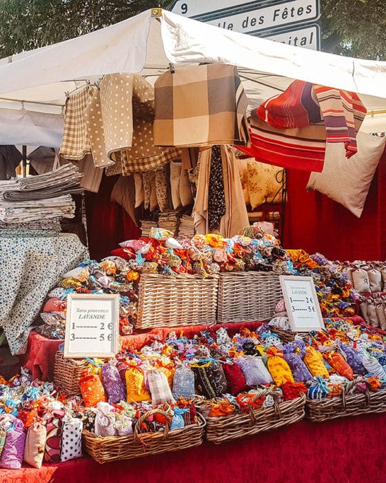 A lavender stall in a market in Gordes, Provence