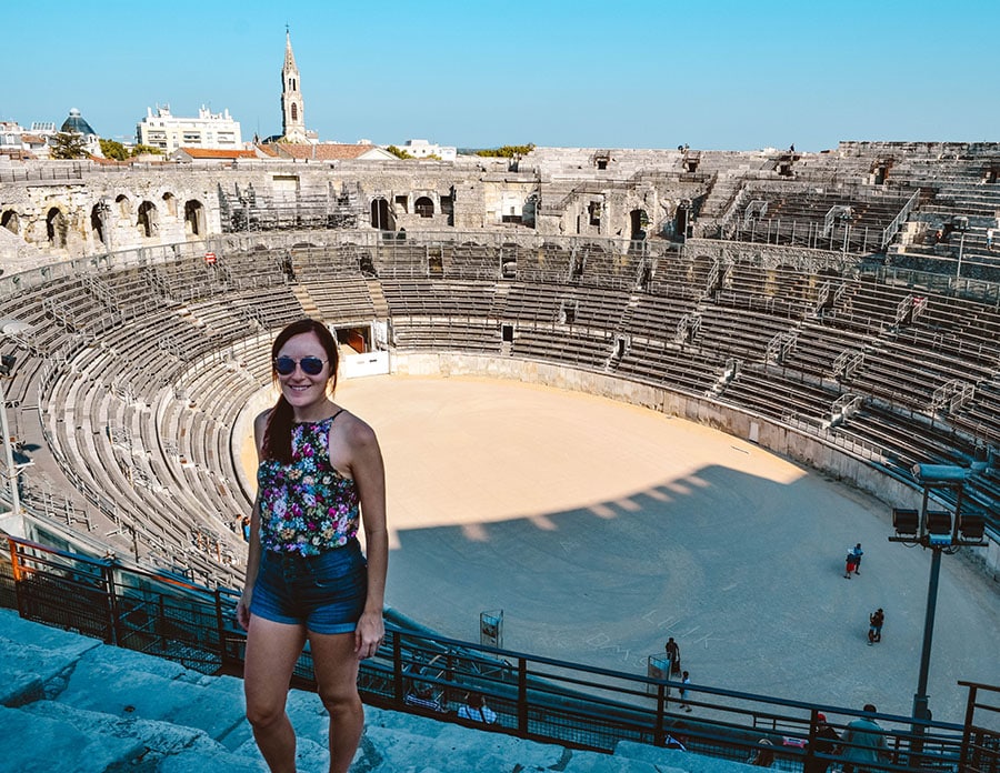 View inside the ancient Roman arena of Nimes
