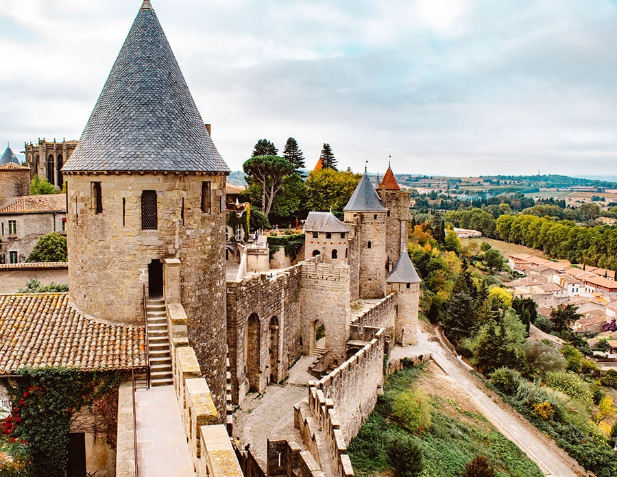Walking the ramparts of Carcassonne