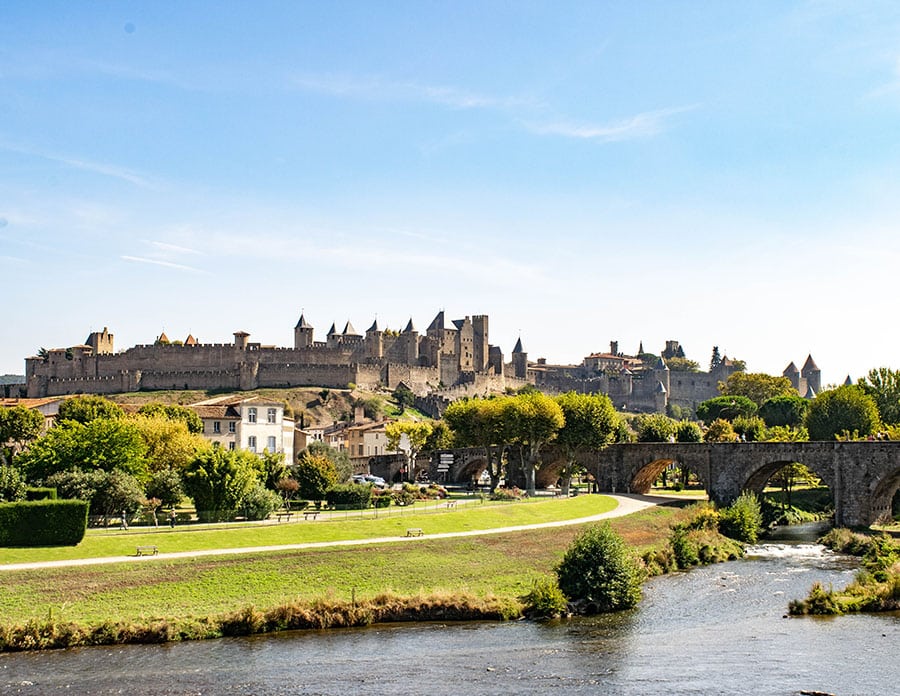 View of the medieval city of Carcassonne France
