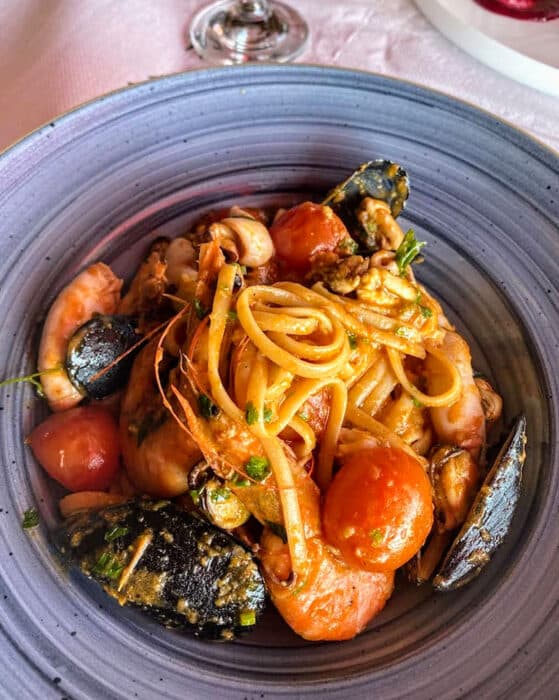 Seafood pasta is one of the top dishes at Haxhi