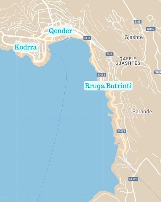 Map of the Best Hotels in Saranda
