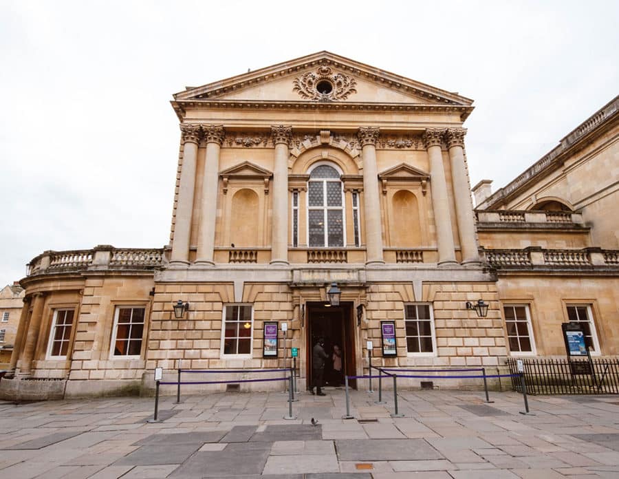 The front of the Roman Baths Museum in Bath, UK