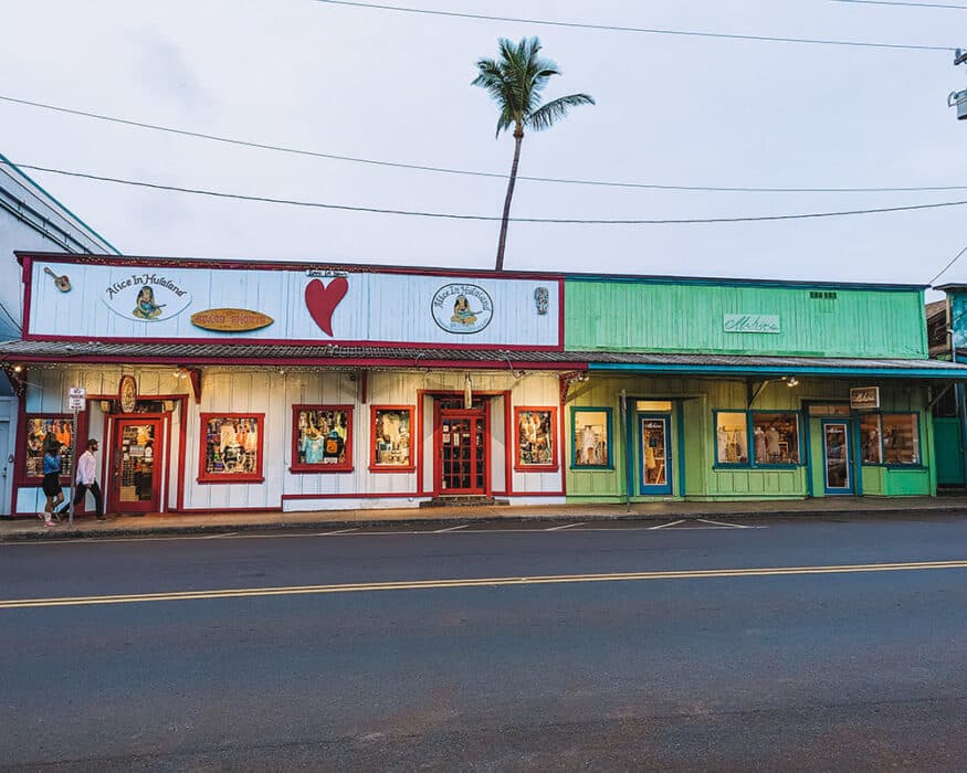 Cute shopfronts in Paia Town Center, Maui - Hawaii