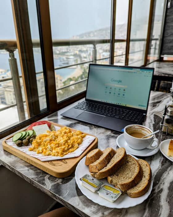 Breakfast at Polonia Coffee House in Saranda