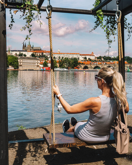 Best photo spots in Prague - Vltava River Swing