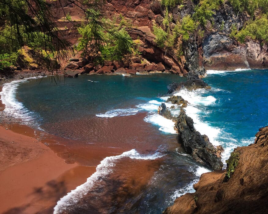 Red Sand Beach is a popular Road to Hana stop