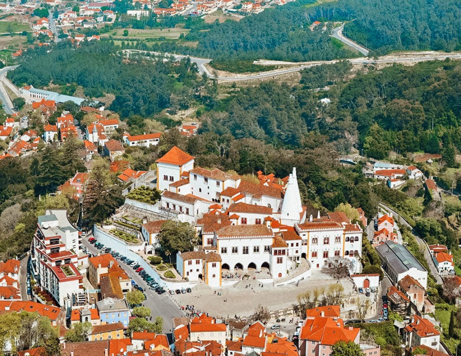 An aerial view of the Palacio Nacional in Sintra