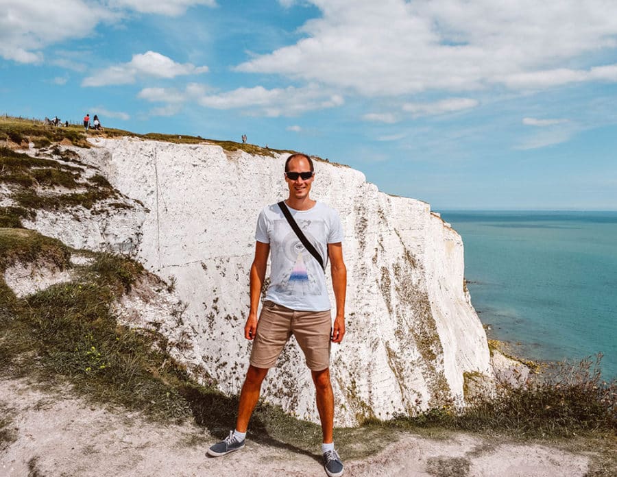 Standing on the edge of the White Cliffs of Dover