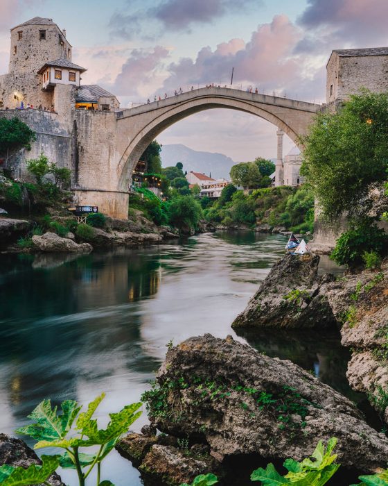 Stari Most Bridge at sunset, Mostar