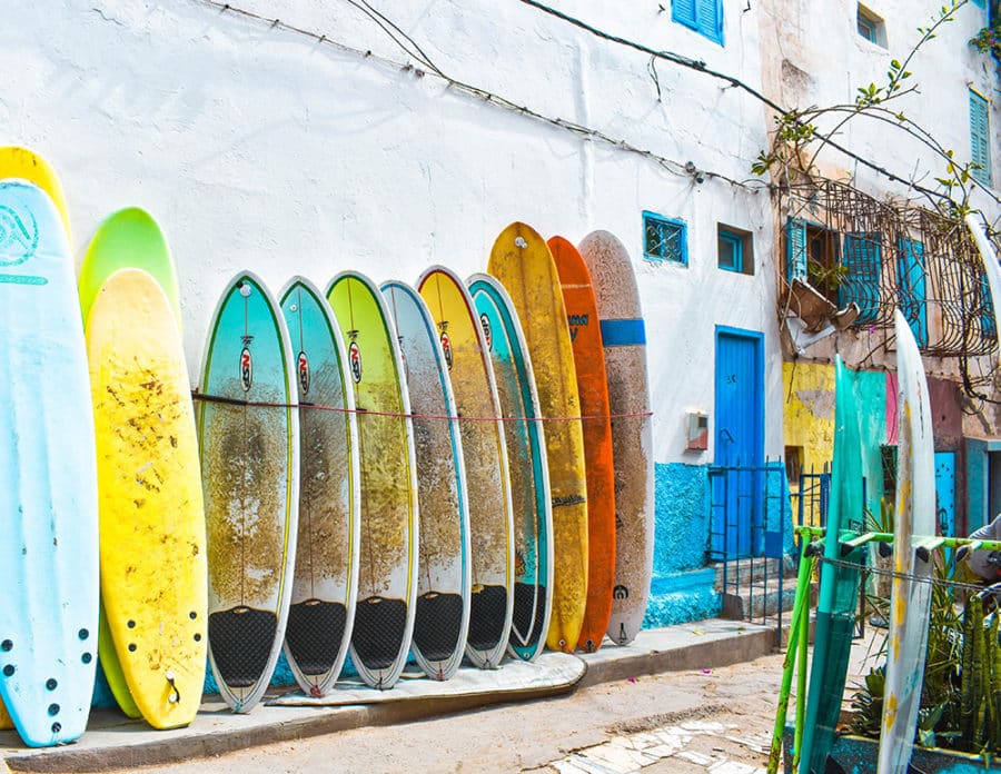 surfboards in Taghazout, Morocco
