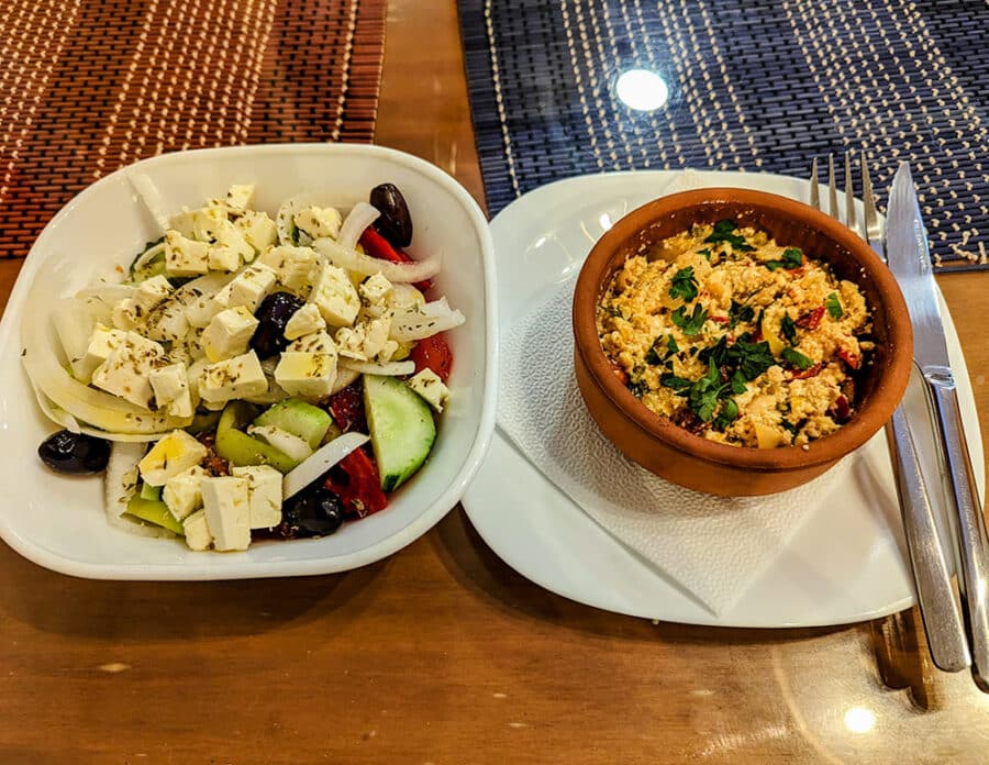 Traditonal food at Taverna Garden, Saranda