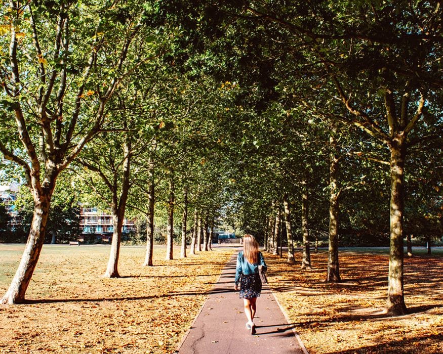 Strolling through Victoria Park during fall