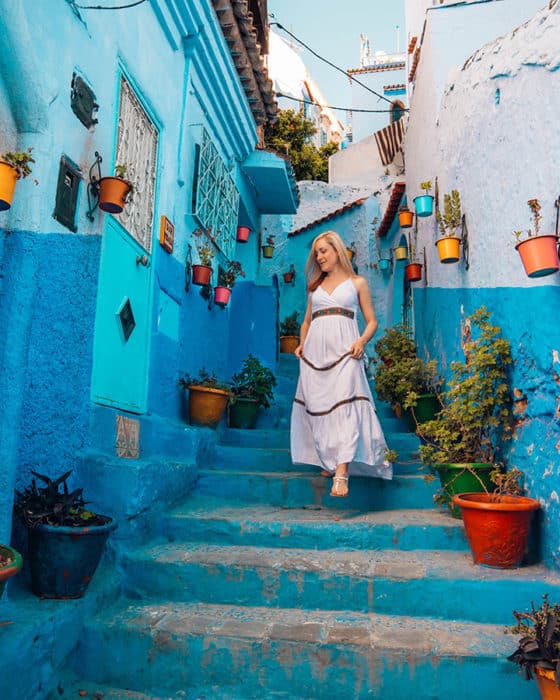 The famous steps of Chefchaouen