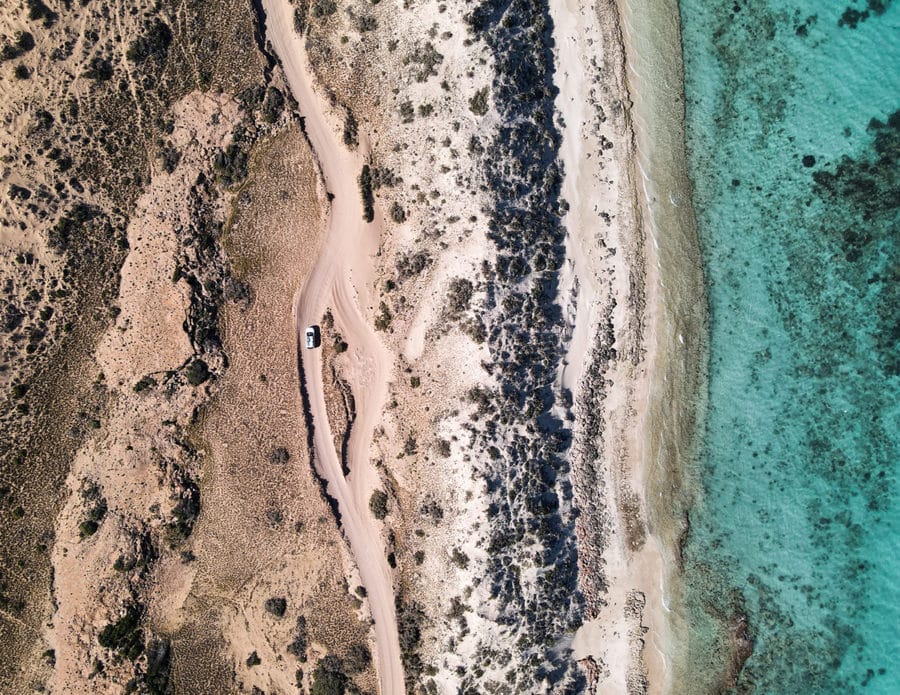 Driving on the beach in Coral Bay Western Australia