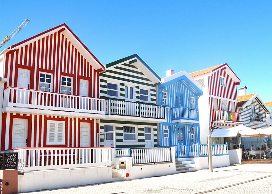 Beautiful colourful buildings of Aveiro Portugal
