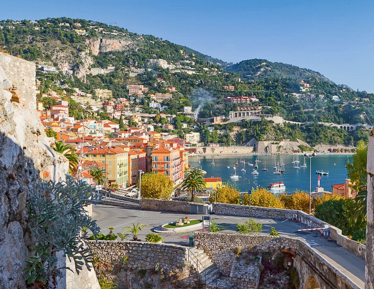 The small town of Villefranche-sur-mer in France